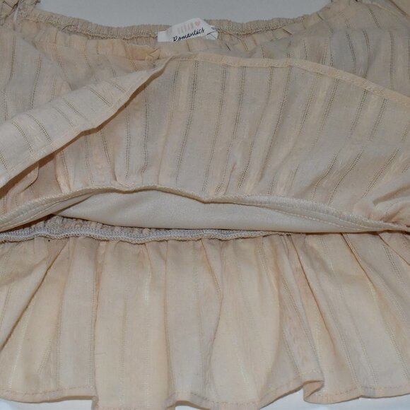 Urban Romantic Boho Square Neck Ruched Short Sleeve Ruffle Top Size L - Picture 6 of 10